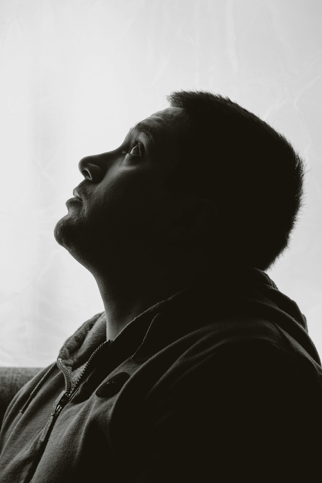 man thinking alone